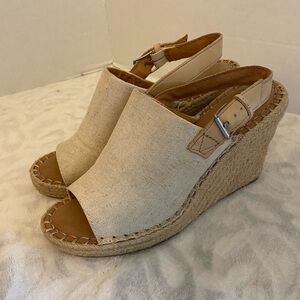Tom Beige Wedge Sandals